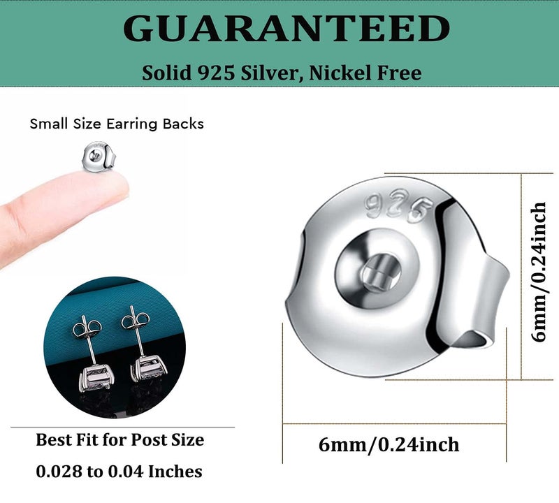 Catinee 16PCS 925 Sterling Silver Earring Backs 14k White Gold Plated Earring Backs for Studs 6MM Hypoallergenic Secure Earring Backings for Locking Stud Earrings(8White+8Gold) - Image 5